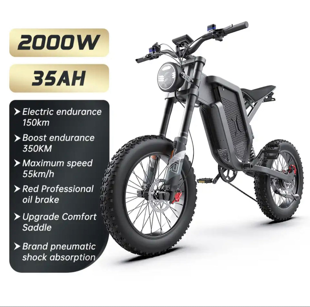 EKXBike X21 Adults Electric Bike 2000W 48V35AH 55km/h Lithium Battery Snow Electric Motorcycles 20“*4.0 Off Road Tyre Mountain Ebike